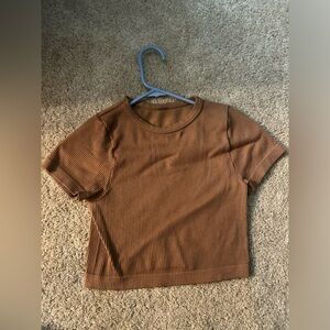 SHEIN Brown Ribbed Crop Top
